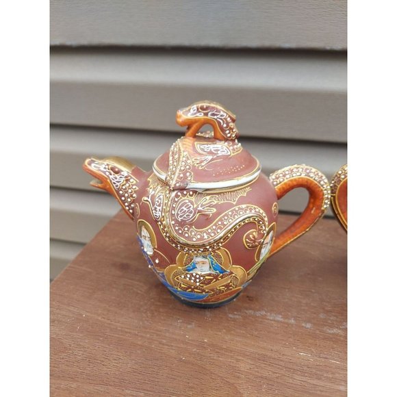 Large Vintage Kutani Satsuma Dragon Ware Sugar & Creamer - Picture 5 of 8